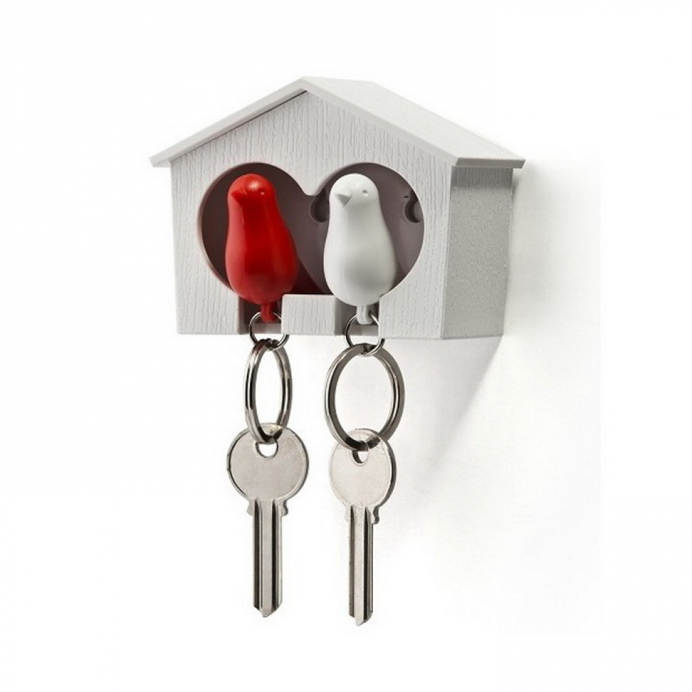 Ключница настенная и брелки для ключей Duo Sparrow Qualy Белый / Белый / Красный