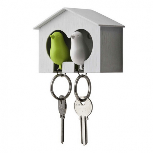 Ключница настенная и брелки для ключей Duo Sparrow Qualy Белый / Белый / Зеленый