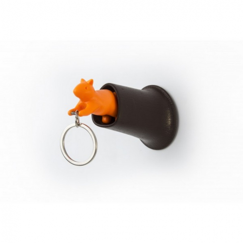 Ключница настенная и брелок для ключей Squirrel Qualy Коричневый / Оранжевый