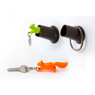 Ключница настенная и брелок для ключей Squirrel Qualy Коричневый / Зеленый