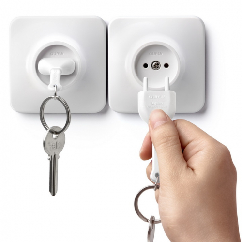 Ключница настенная и брелок для ключей Unplug Qualy Белый / Белый