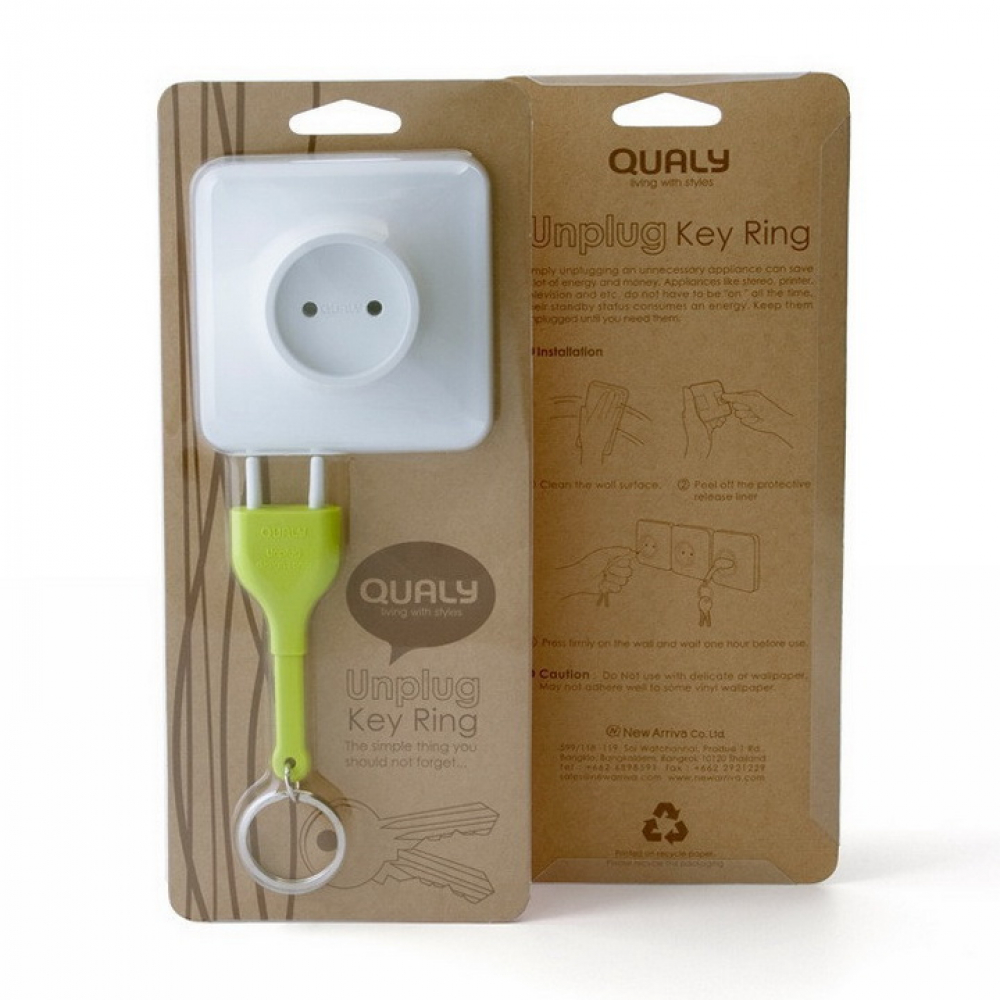 Ключница настенная и брелок для ключей Unplug Qualy Зеленый / Белый